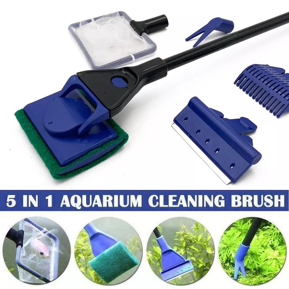 Raybow manufacturer fish tank 5 in 1 cleaning set koi gravel cleaning tools use extension rod fish pond tank aquarium brush