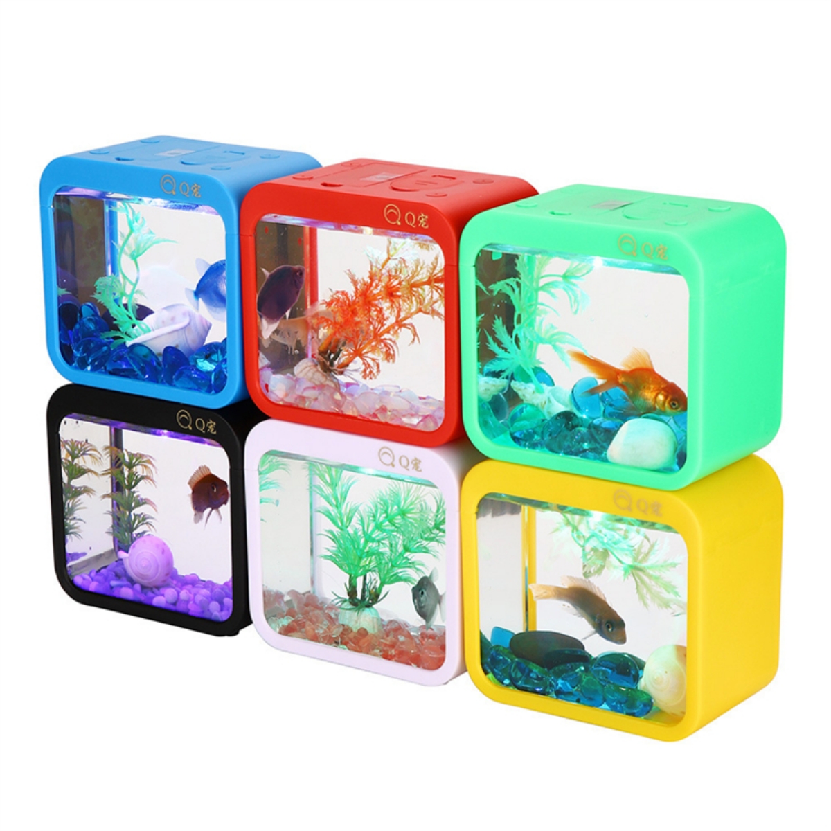 Raybow creative tabletop design aquarium decorations equipment plastic betta fish box jellyfish tank