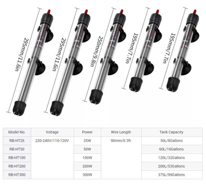 Aquarium Heaters Electric Mini Aquarium Fish Tank Heater Rod Submersible Thermostat Heater