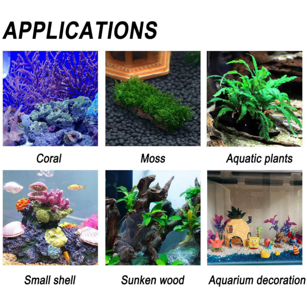 Aquatic accessories live plants moss driftwood rocks glue cheap aquarium fish tank ornament glue for moss