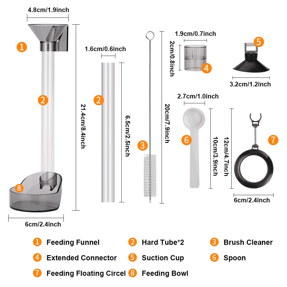 RAYBOW Shrimp Feeding Dish Set Feeding Ring Cleaning Brush Aquarium Fish Feeder Tube Kit for Fish Tank