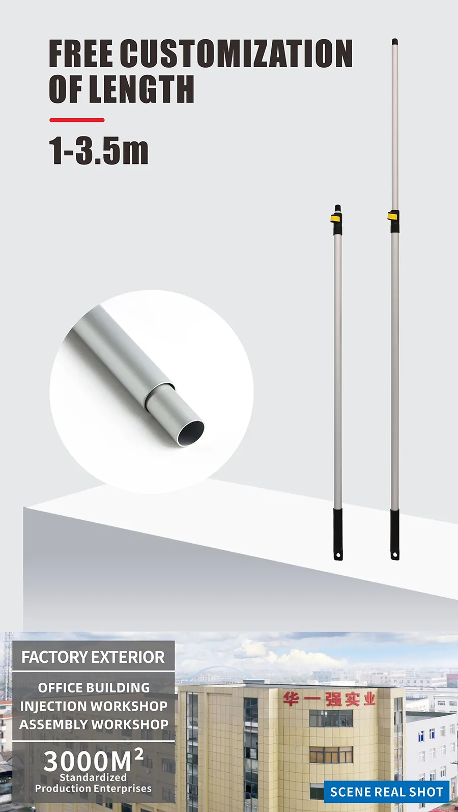 Telescopic Aluminum Extendable Handle Stick Clean Pole