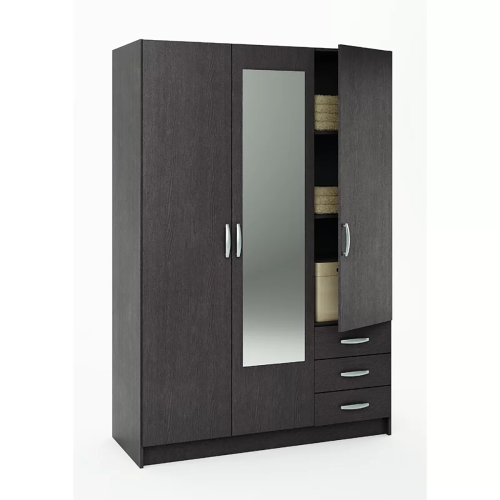 Bedroom Wooden Multi Space Mirror Wardrobe