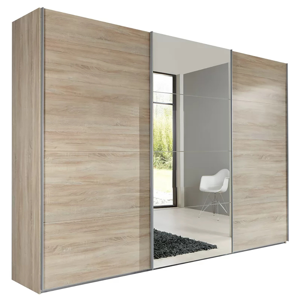 Wooden Bedroom Furniture Sliding Mirror Door Wardrobe