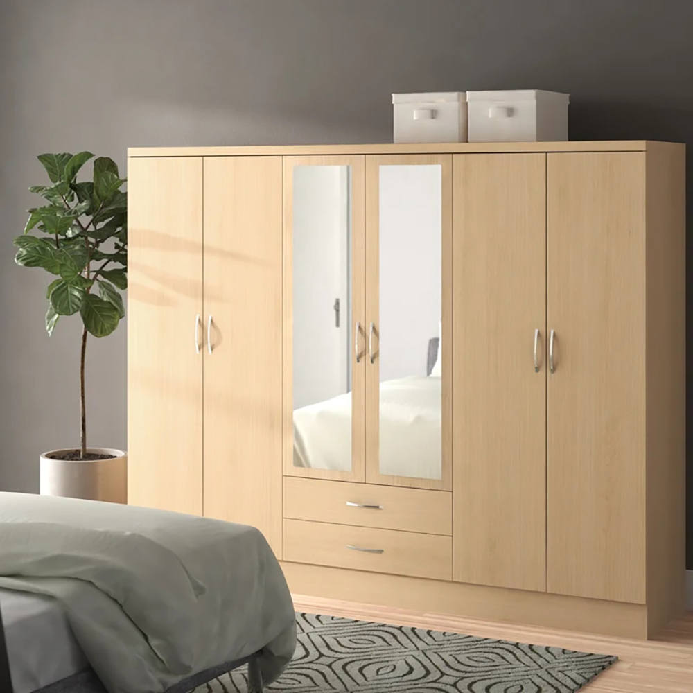 Wooden Bedroom 6 Door Multi Space Wardrobe