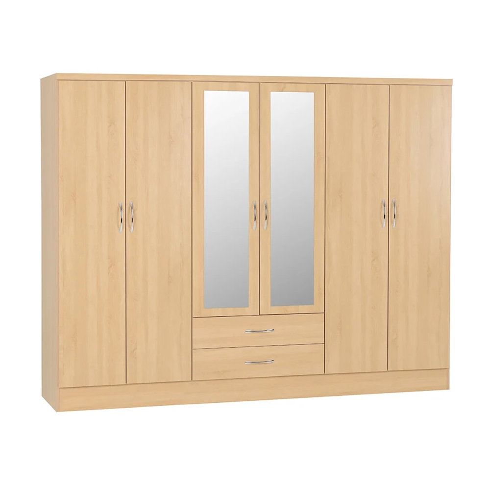 Wooden Bedroom 6 Door Multi Space Wardrobe