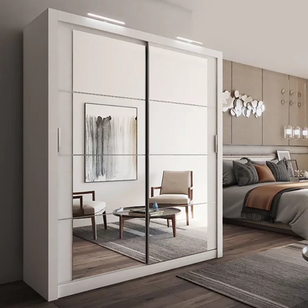 Modern Bedroom Sliding Glass Door Wardrobe