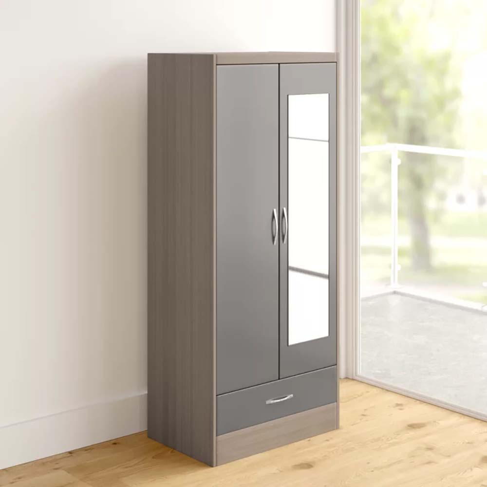 Wooden Bedroom Cupboard Wardrobe with Mirror Door