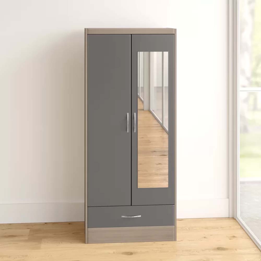 Wooden Bedroom Cupboard Wardrobe with Mirror Door