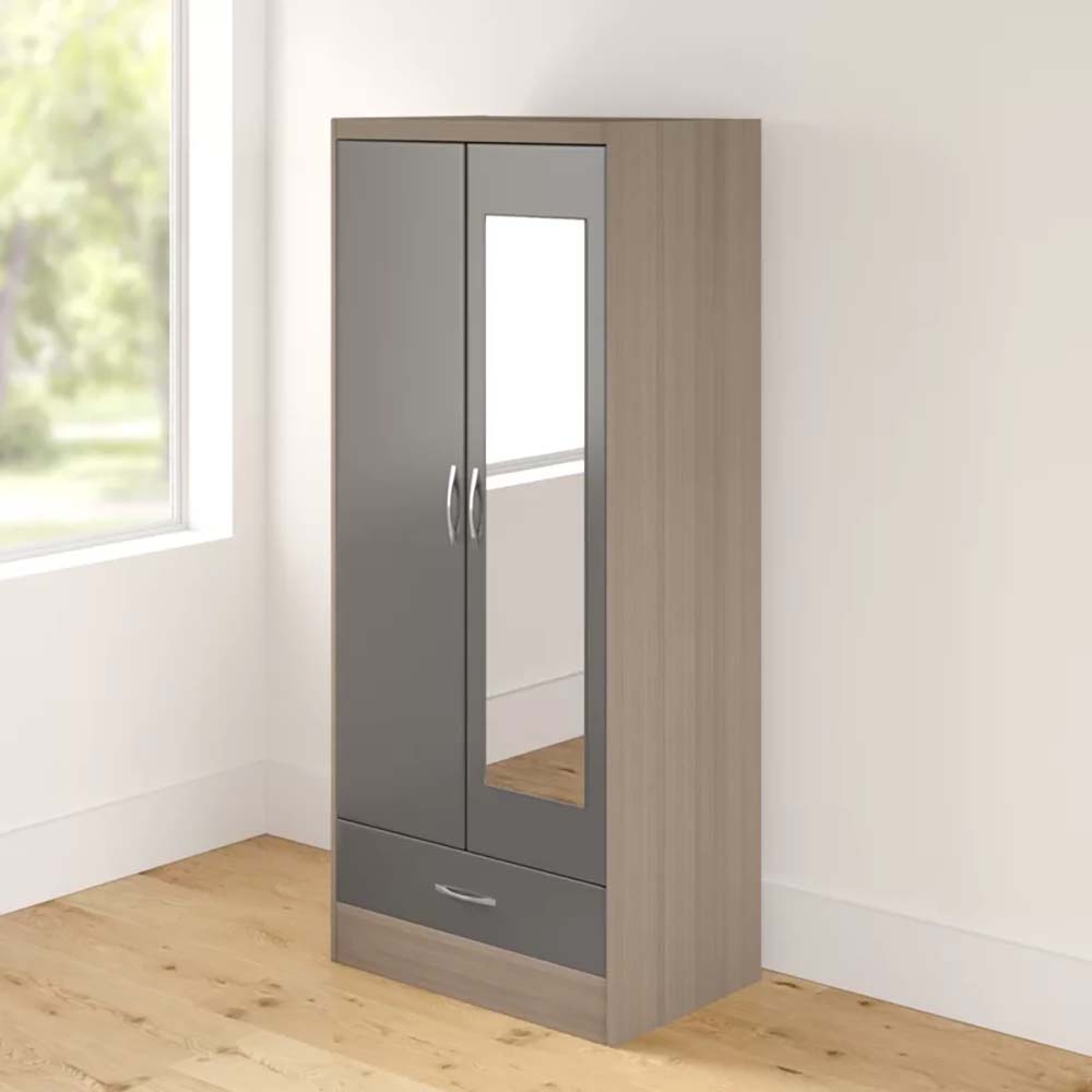 Wooden Bedroom Cupboard Wardrobe with Mirror Door