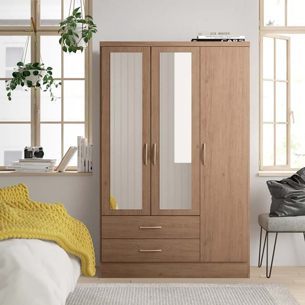 Multi Space Wardrobe with Mirror Hinged Doors