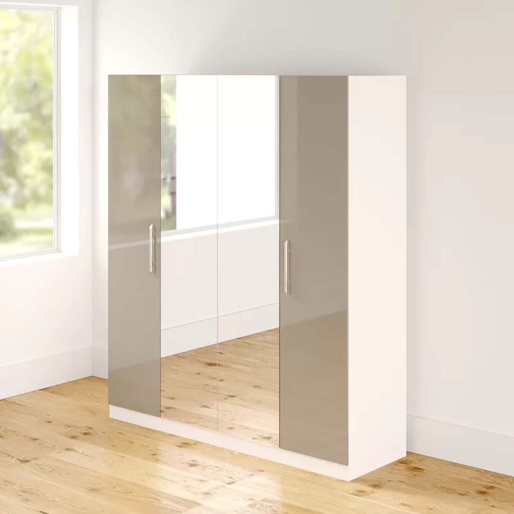 Modern Wooden Cabinet Storage Wardrobe with Mirror