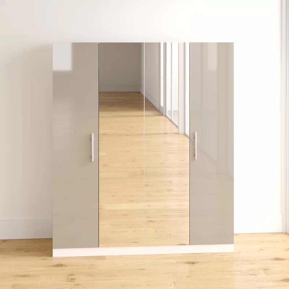 Modern Wooden Cabinet Storage Wardrobe with Mirror