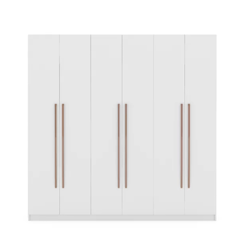 Freestanding Wardrobe Bedroom White 6 Door Armoire