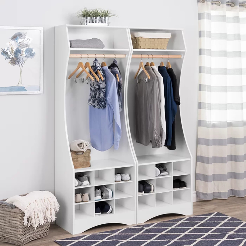 Open Wardrobe Simple Style White Furniture Design