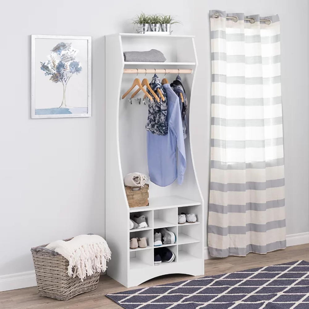 Open Wardrobe Simple Style White Furniture Design