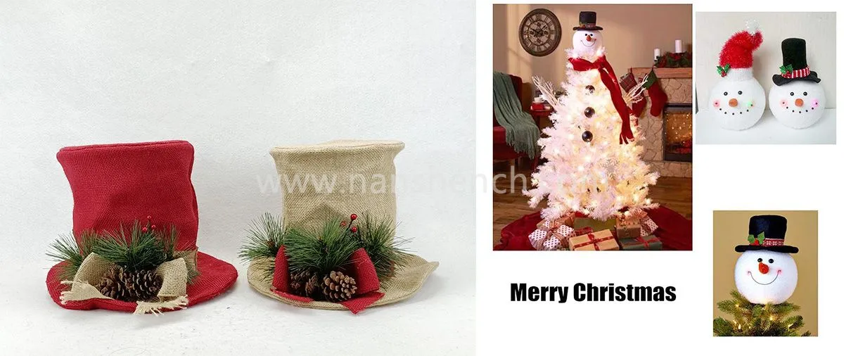 Snowman Top Hat Christmas Tree Topper Decor Holiday