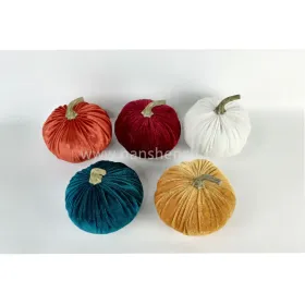 Handmake Solid color velvet pumpkin for Autumn Thanksgiving