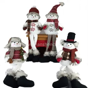 Fireplace Christmas Snowman Figurines Standing Retractable Snowman Figurines