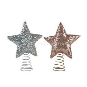 Ornamenti a forma di stella con puntale per albero di Natale con motivo glitterato