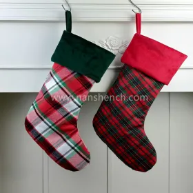 Calcetín navideño de tela escocesa