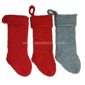 Pure Color Knit Woolen Yarn Christmas Stocking