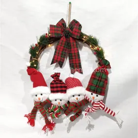 LED Christmas Wreath Snowman Doll Garland