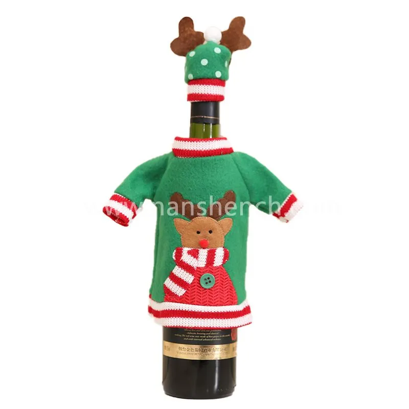 Christmas Santa Reindeer Snowman Wine Bottle Cover
