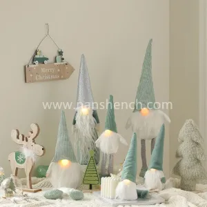 New Light Green Christmas Plush Gnome Set