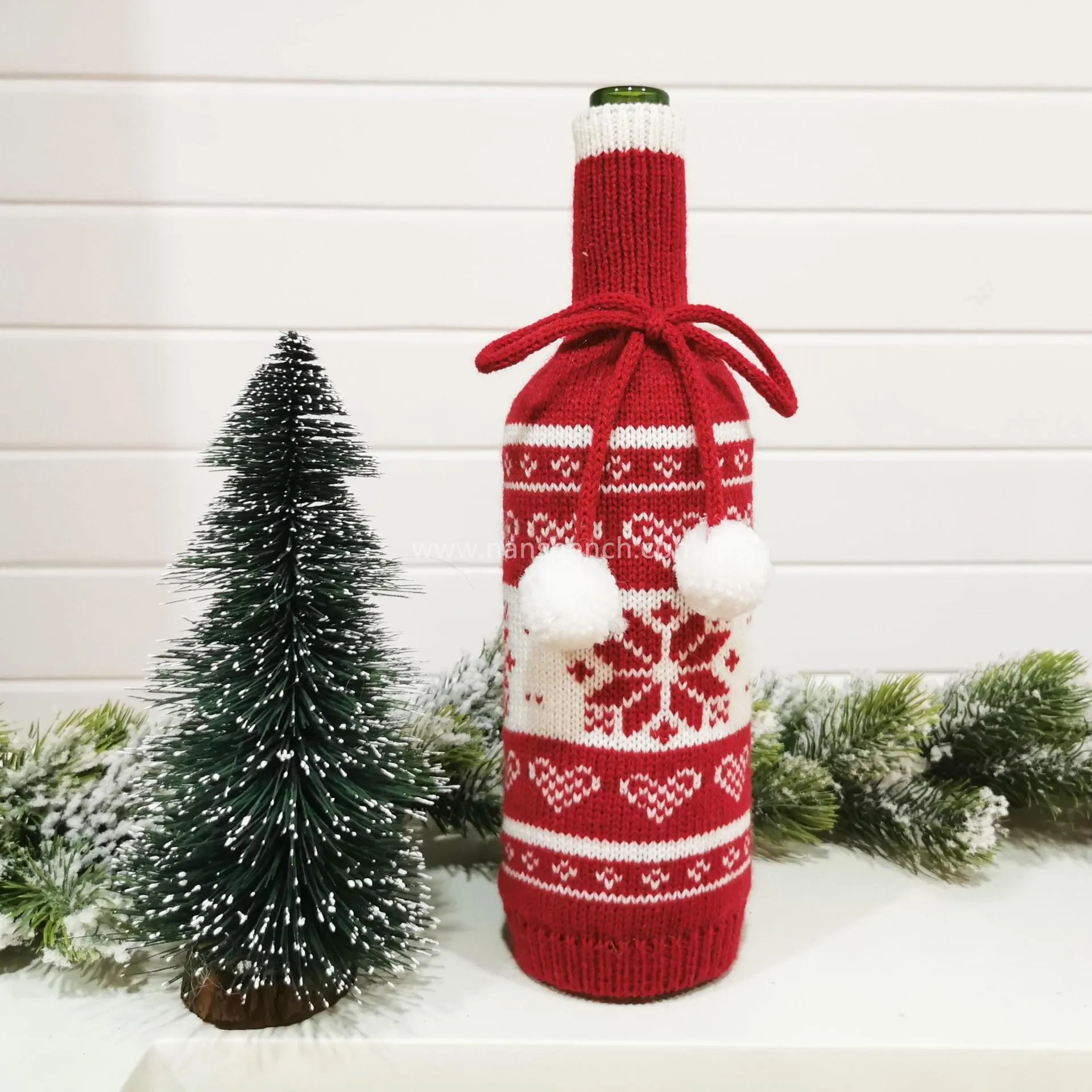 Christmas Knitted Red Wine Bottle Cover