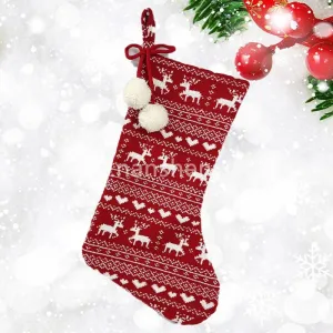 Customized Knitted Elk Hanging Christmas Stockings