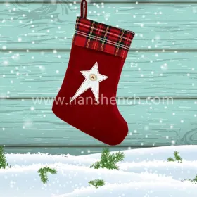 Custom Shape Pentagram Red Plaid Christmas Stocking