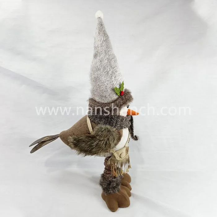Brown Christmas Stretched Fabric Bird
