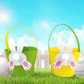 Happy Easter Bunny Ear Easter Jute Basket Bag Gift Bag