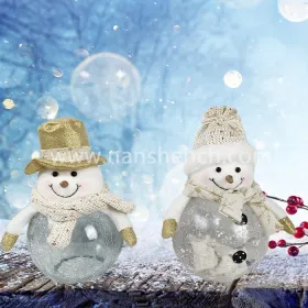 Christmas Candy Jar Gold Snowman Topper