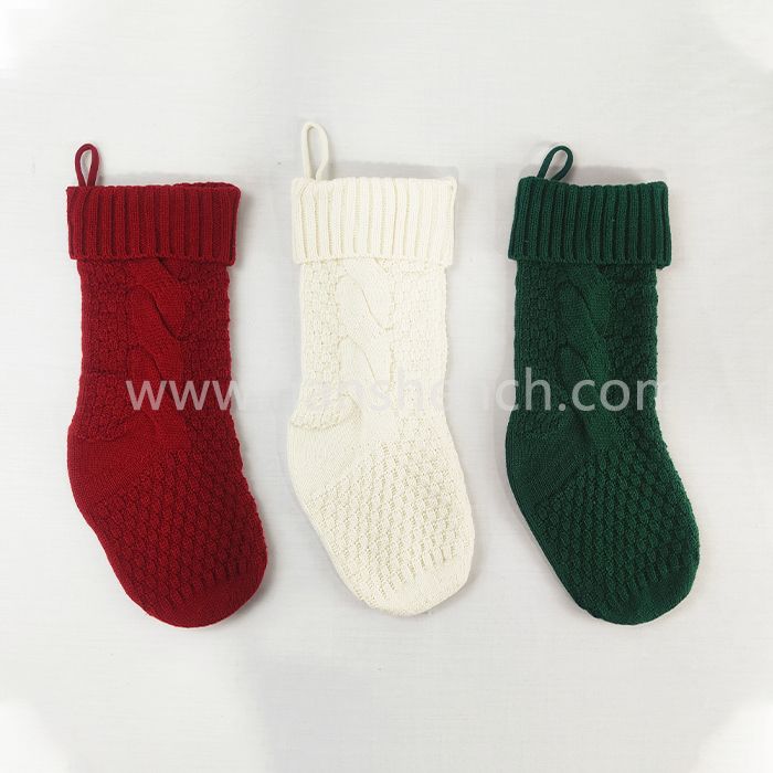 Rustic Personalized Christmas Stockings with Cable Knit Pattern