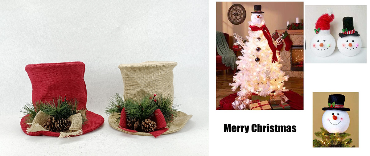 Snowman Top Hat Christmas Tree Topper Decor Holiday