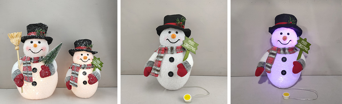 Christmas Sitting Snowman Table Fireplace Decor with Light