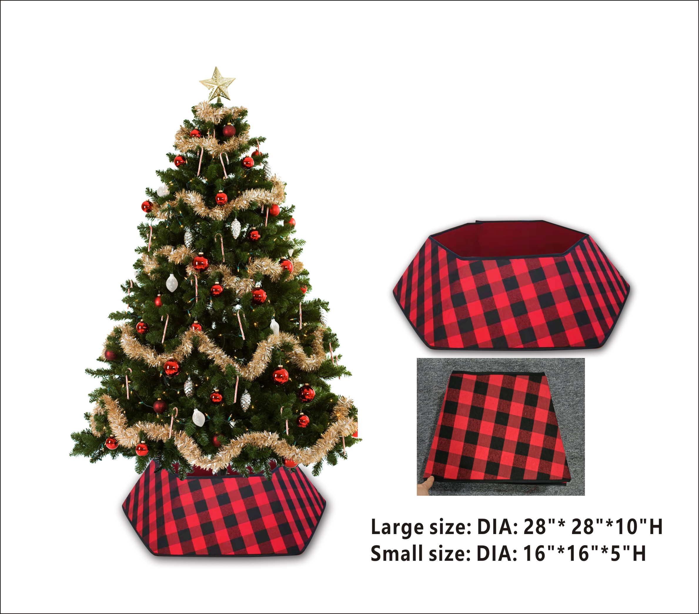 Hexagon Christmas Plaid Tree Collar