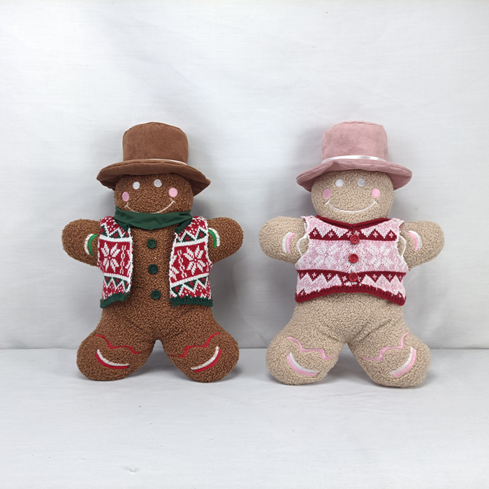 Boy and Girl Christmas Gingerbread Plush Doll Pillow