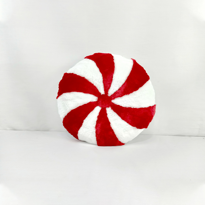 Customized Christmas JOY Cane Red and White Throw Pillow