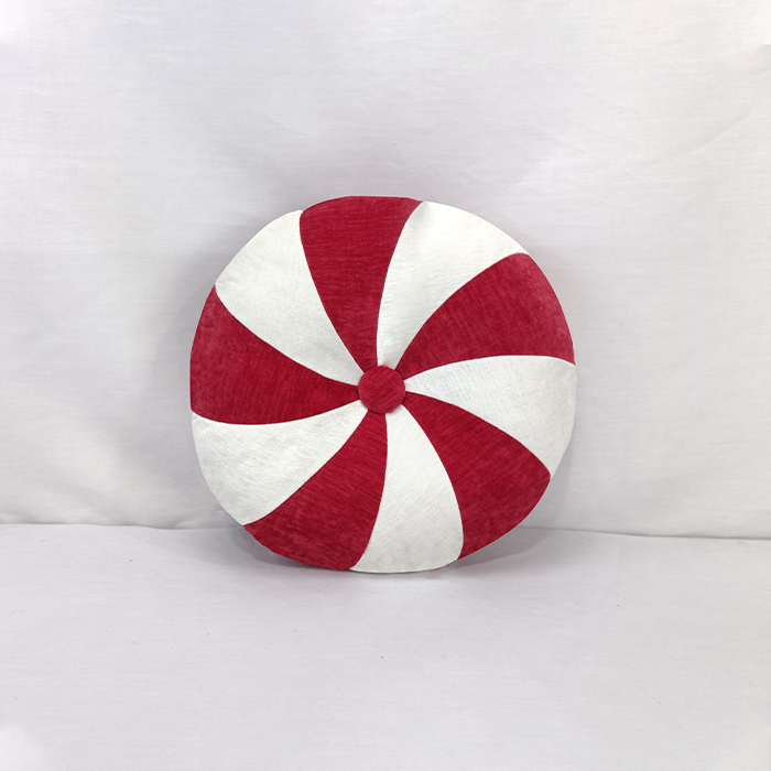 Customized Christmas JOY Cane Red and White Throw Pillow