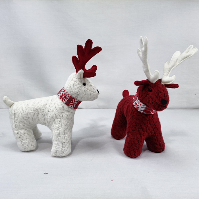 Christmas Knit Reindeer Doll Figurine For Tabletop