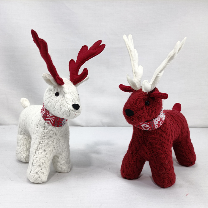 Christmas Knit Reindeer Doll Figurine For Tabletop