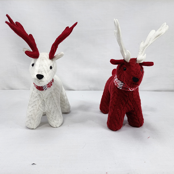 Christmas Knit Reindeer Doll Figurine For Tabletop