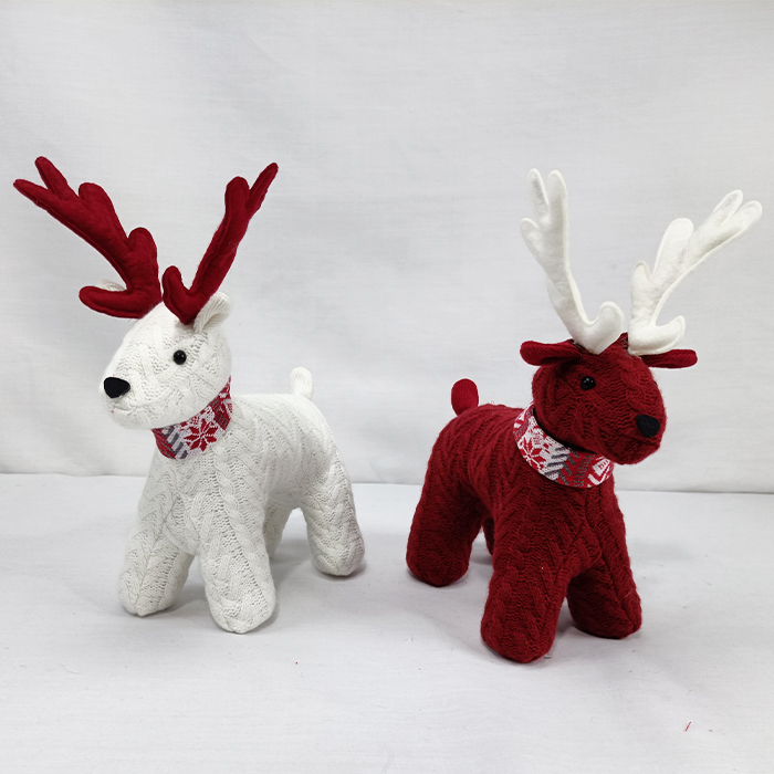 Christmas Knit Reindeer Doll Figurine For Tabletop