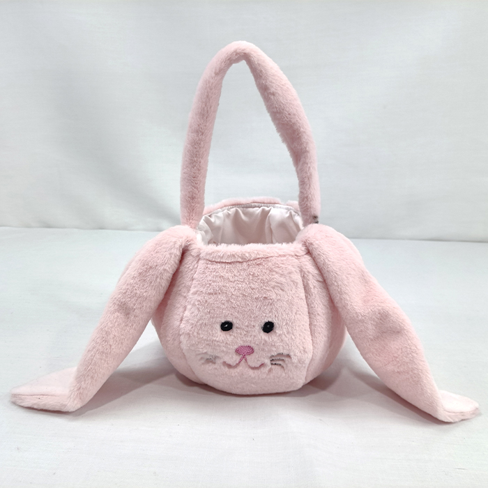 Sweet Easter Pink Long Ears Bunny Basket