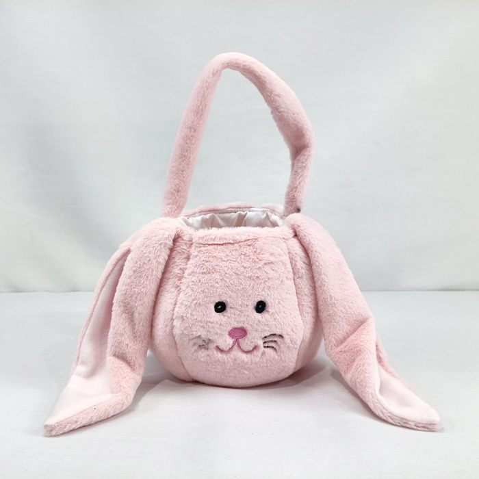 Sweet Easter Pink Long Ears Bunny Basket