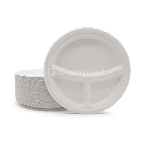 Round Bagasse Plate with 3-Compartment