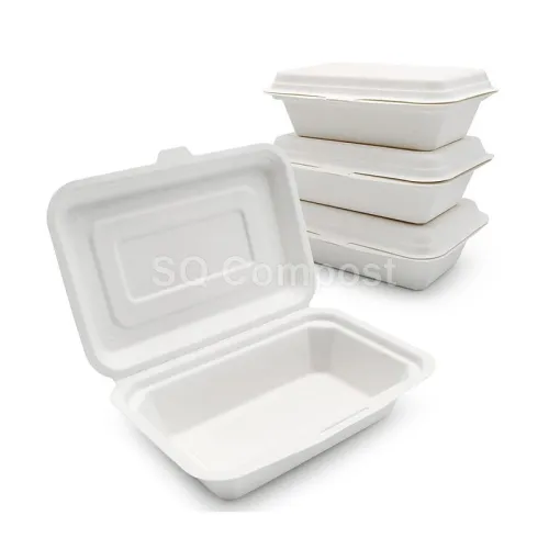 Bagasse 식사 용기 사각 조가비 상자